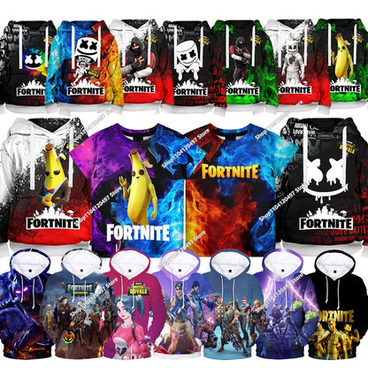 Neues Fortnite 3D-digital bedrucktes Kapuzensweatshirt für Kinder – modischer, trendiger Casual-Pullover, Geburtstagsgeschenk