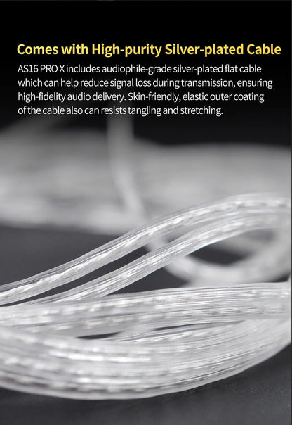 KZ AS16 PRO X HiFi-In-Ear-Monitor-Ohrhörer – Kabelgebundene Kopfhörer mit 8 Balanced-Armature-Treibern und Mikrofon