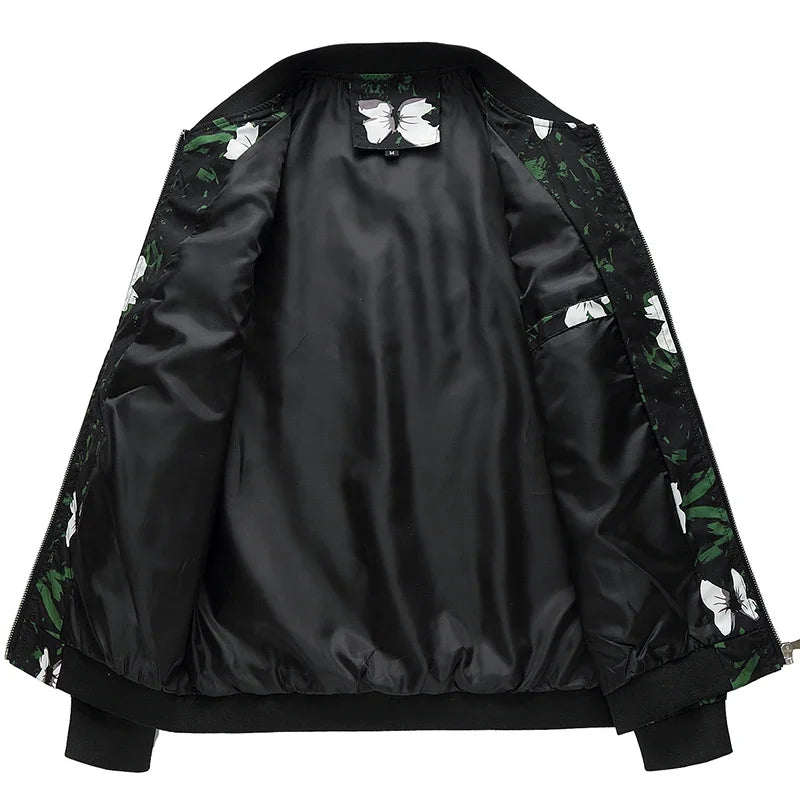 Spring and Autumn Men's Flower Jacket, Large Size Urban Casual Jacket, Multicolor Available