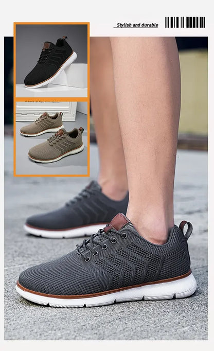 Casual Sneaker Shoes Breathable Men's Walking Mesh Soft Sole Outdoor Anti Slip Travel Comfortable Running Shoes Tenis Masculino