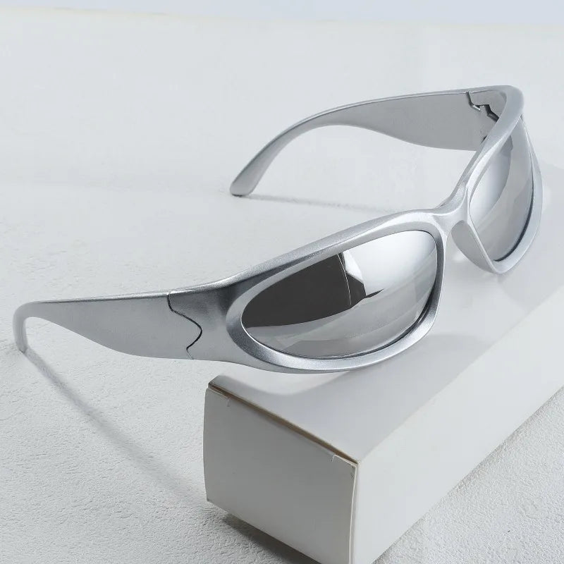 1pcs Y2K Style Irregular Frame Border Silver Glasses Men's Sunglasses Are Perfect for Concerts