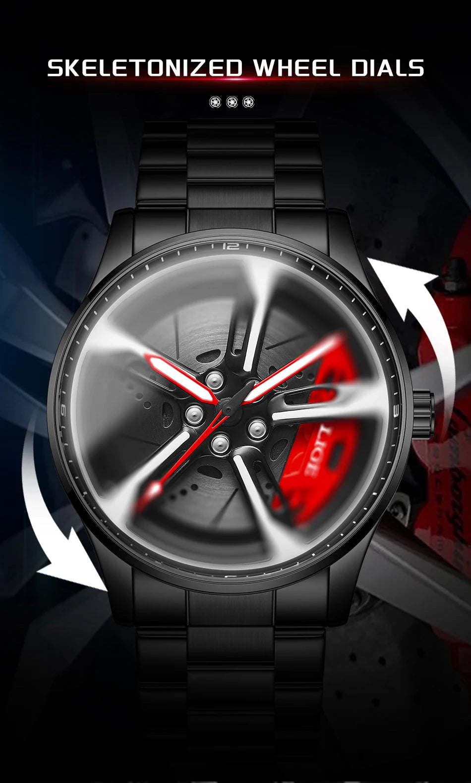 LIGE New Sport 3d Car Wheel Rim Hub Watch Fashionable Rotating Dial Stainless Steel Strap Waterproof Quartz Watches reloj hombre