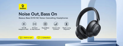 Baseus Bass BH1 NC Lite ANC Wireless Headphones 95% Noise Cancelling Headsets Headphone Bluetooth 6.0 80H Over Ear Earphones