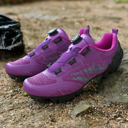 MTB Cycling Shoes for Men and Women T03 Purple Breathable Speed Self-Locking Road Cycling Sports Shoes Outdoor Racing Training Sneakers