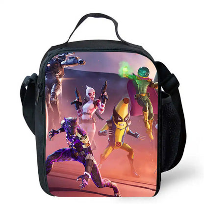 Lunch Bags for Children, Cartoon Fortnite School Picnic Bags for Girls and Boys, Kids Insulated Cooler Lunch Bags Portable Lightweight