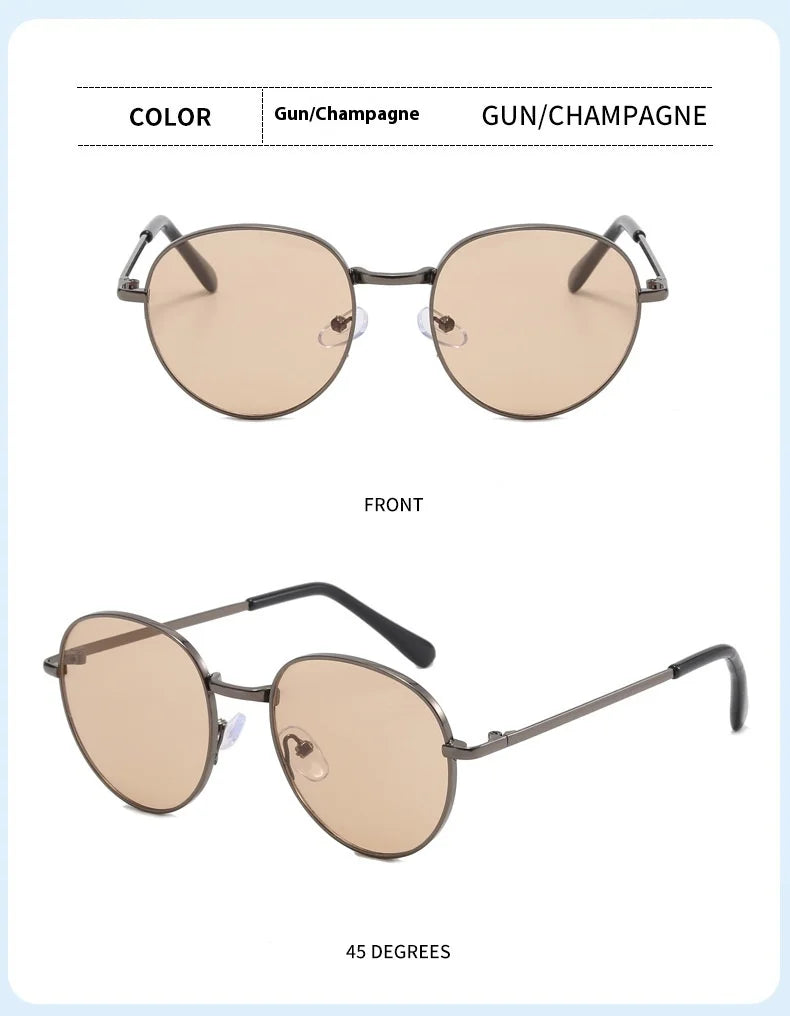 2025 New Straight Metal Sunglasses Boys And Girls, Small Oval Children's Glasses For Babies