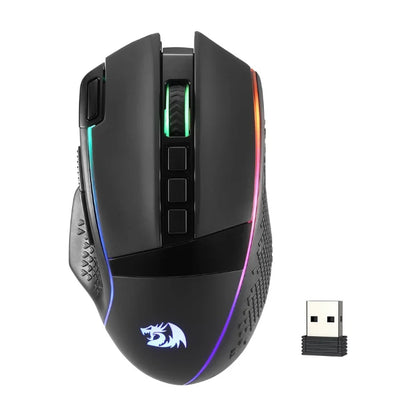 Redragon M991 kabellose Gaming-Maus, 26000 DPI, 3 Modi, 9 Makro-Tasten, RGB-Hintergrundbeleuchtung, Schwarz
