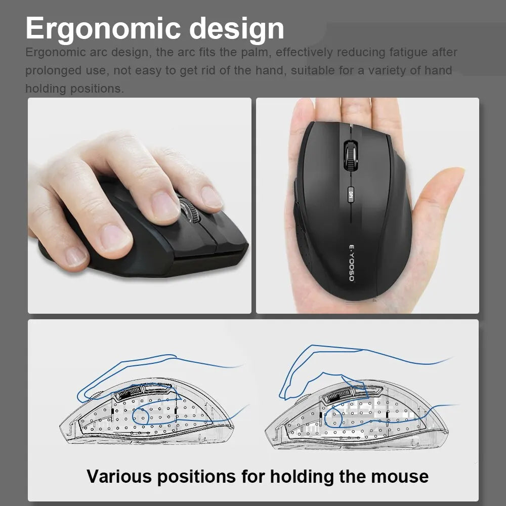 E-YOOSO E-1010 USB 2.4G Wireless Gaming Office Mouse 2400 DPI Optical Game Mice Ergonomic for Laptop PC Computer