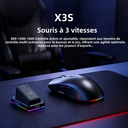 Dual-Mode Wireless Mouse | Magnetic Charging Dock | RGB Backlit | 3-Speed DPI (800-1200-1600) | 2.4G/BT | Suitable for daily use