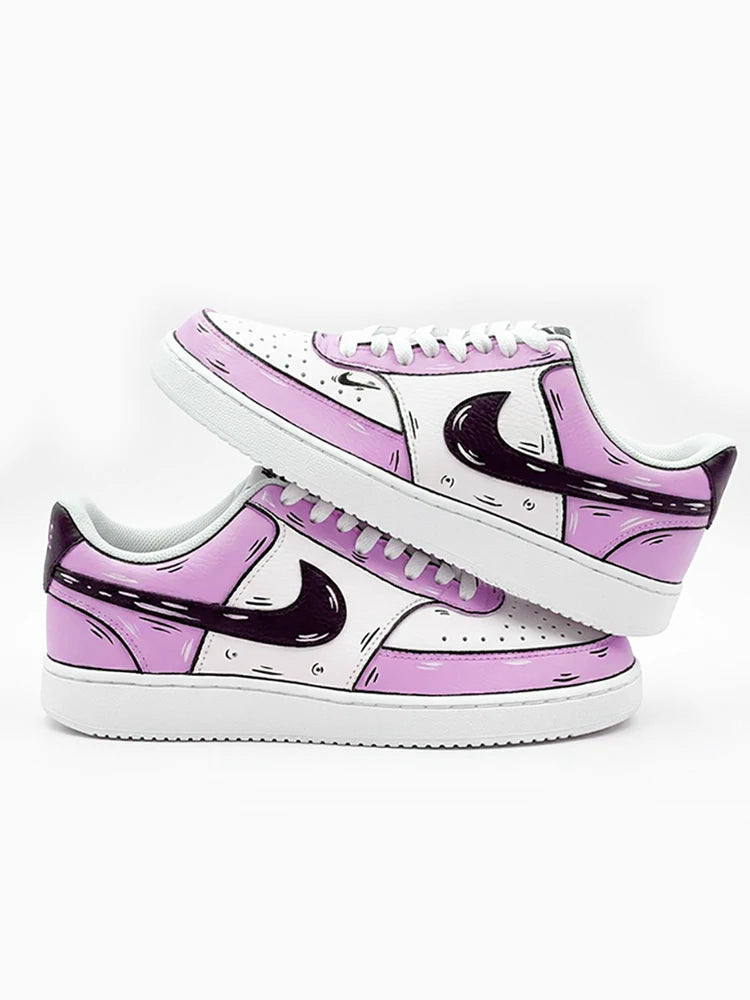 Custom Sneakers Custom Sneakers NIKE COURT VISION Messy Line Design Couple Matching Shoes Unisex Low-Top Skate Retro Shoes