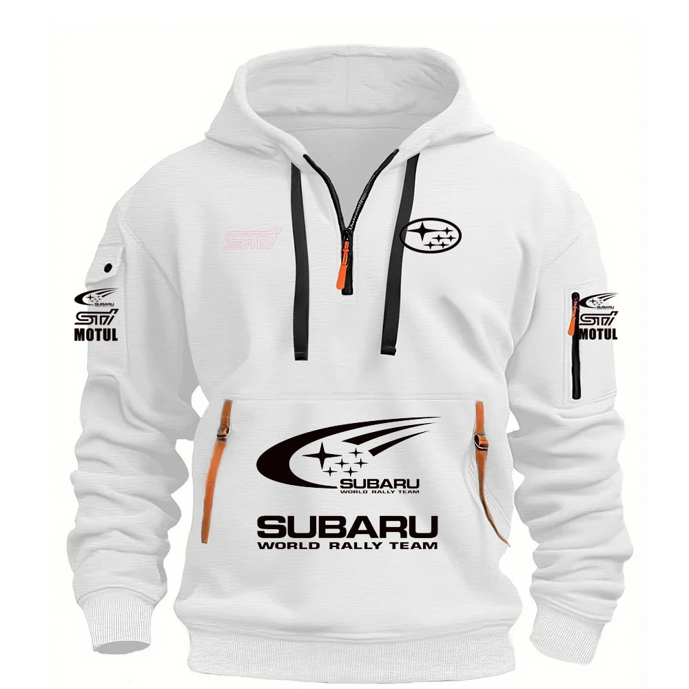 2026 New SUBARU Racing European Size Autumn/Winter Men's Hooded Kangaroo Pocket Sports Fleece Hoodie Top Coat