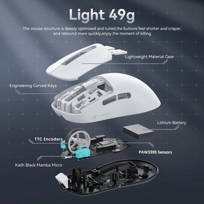 ATTACK SHARK X3 Ultra-Light Wireless Mouse - Tri-Mode 2.4G/BT/Wired, PAW3395 26000DPI, 55g, Macro, for Gaming/Xbox/PS/PC/Mac