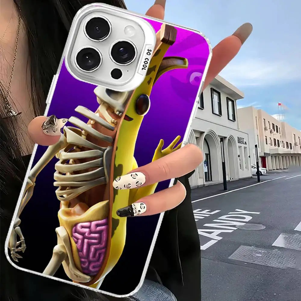 Cover F-Fortnites color argento per iPhone 17 16 15 14 13 12 11 Pro Max Plus