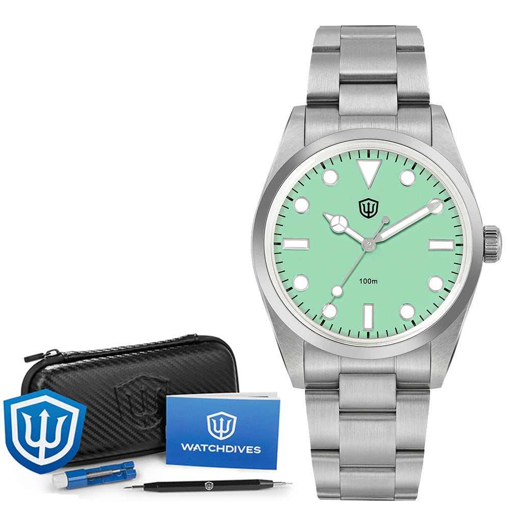 Watchdives WD1016 V3 37mm Uhr mit VH31 Sweep-Uhrwerk, Edelstahlgehäuse, luxuriösem Saphirglas, 100m wasserdicht, Herrenuhr mit Box, ideales Geschenk