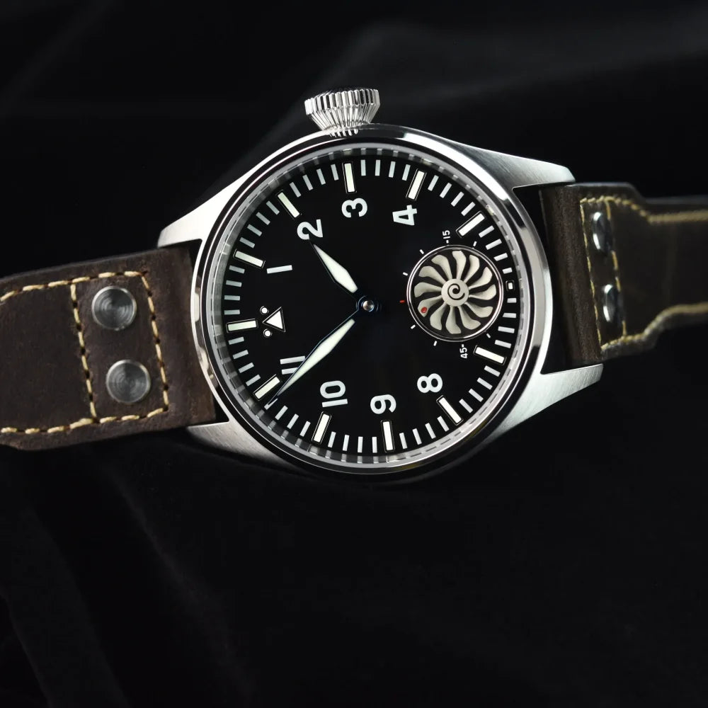 Hruodland 2025 New Men's Mechanical Watch Seagull ST3620 Retro Pilot 43MM BGW-9 Luminous Sapphire Crystal Turbine Watch