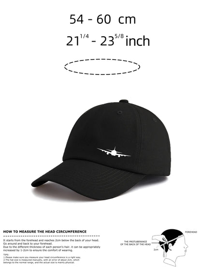 1pc Airplane Print Baseball Cap for Adults,Minimalist Retro Style Casual Soft Adjustable Dad Hat,Perfect As Gift