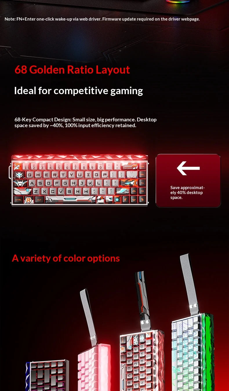 New AULA HERO68 Air 3-mode Magnetic Switch Gaming Mechanical Keyboard E-sport Custom Wired Keyboard Ergonomic Accessories