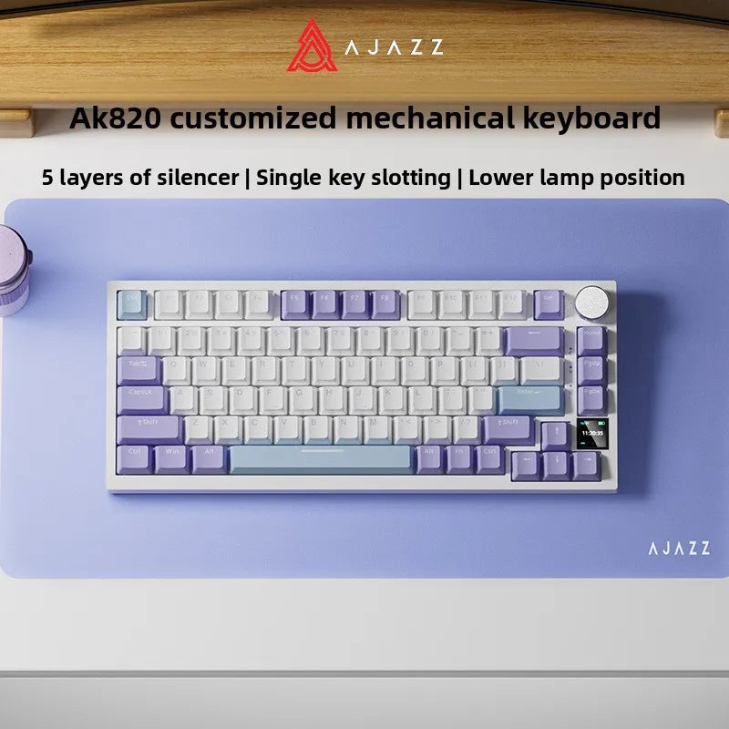 Ajazz AK820/AK820Pro gaming mechanical keyboard Bluetooth 5.1/Wireless/wired custom keyboard with heat exchange sealed button