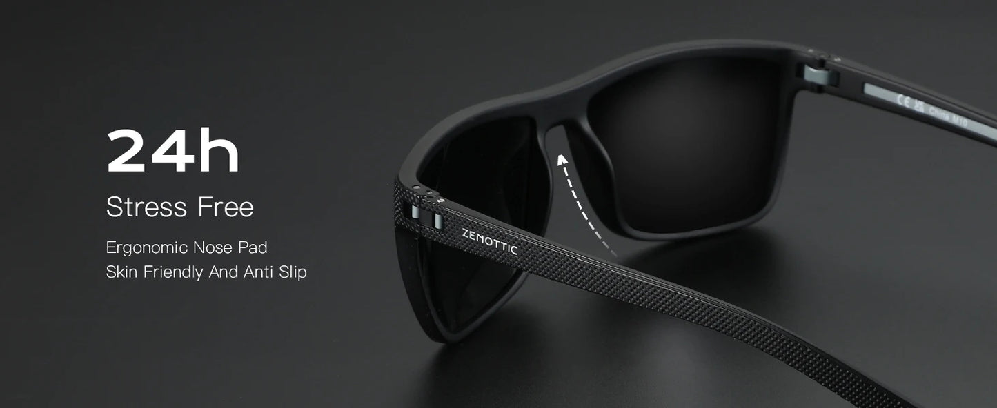 ZENOTTIC Polarized Sunglasses for Men Lightweight TR90 Frame UV400 Protection Square Sun Glasses