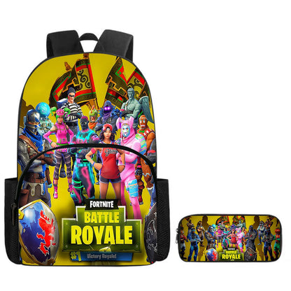 Zaino Fortnite Cartoon con tasca frontale e astuccio 2 pz - Set scolastico per bambini e bambine dai 5 agli 8 anni, regalo per il rientro a scuola