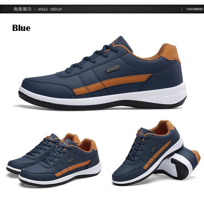 YRZL Herren-Schuhe Frühling Herbst Wasserdichte Walking-Sneaker Freizeit-Herren-Ledersportschuhe Rutschfeste Tennis-Schuhe für Herren
