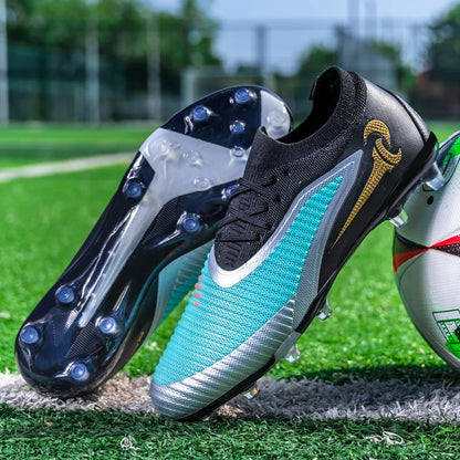 New Men Football Boots Outdoor Sport Boys Long Spikes Non Slip Breathable Match Training Cleats Soccer Shoes Adult Comfortable