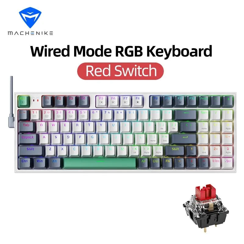 MACHENIKE K500 mechanische Tastatur – kabelgebundene Gaming-Tastatur K500-B94, Hot-Swappable, 94 Tasten, 90%-Layout, RGB-Hintergrundbeleuchtung für PC und Laptop