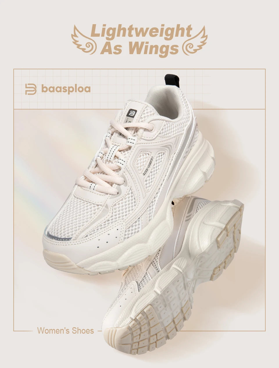 Baasploa Women’s Running Shoes Fashion Lightweight Mesh Non-Slip Jogging Sneakers Female Outdoor Breathable Colorful Casual Shoes