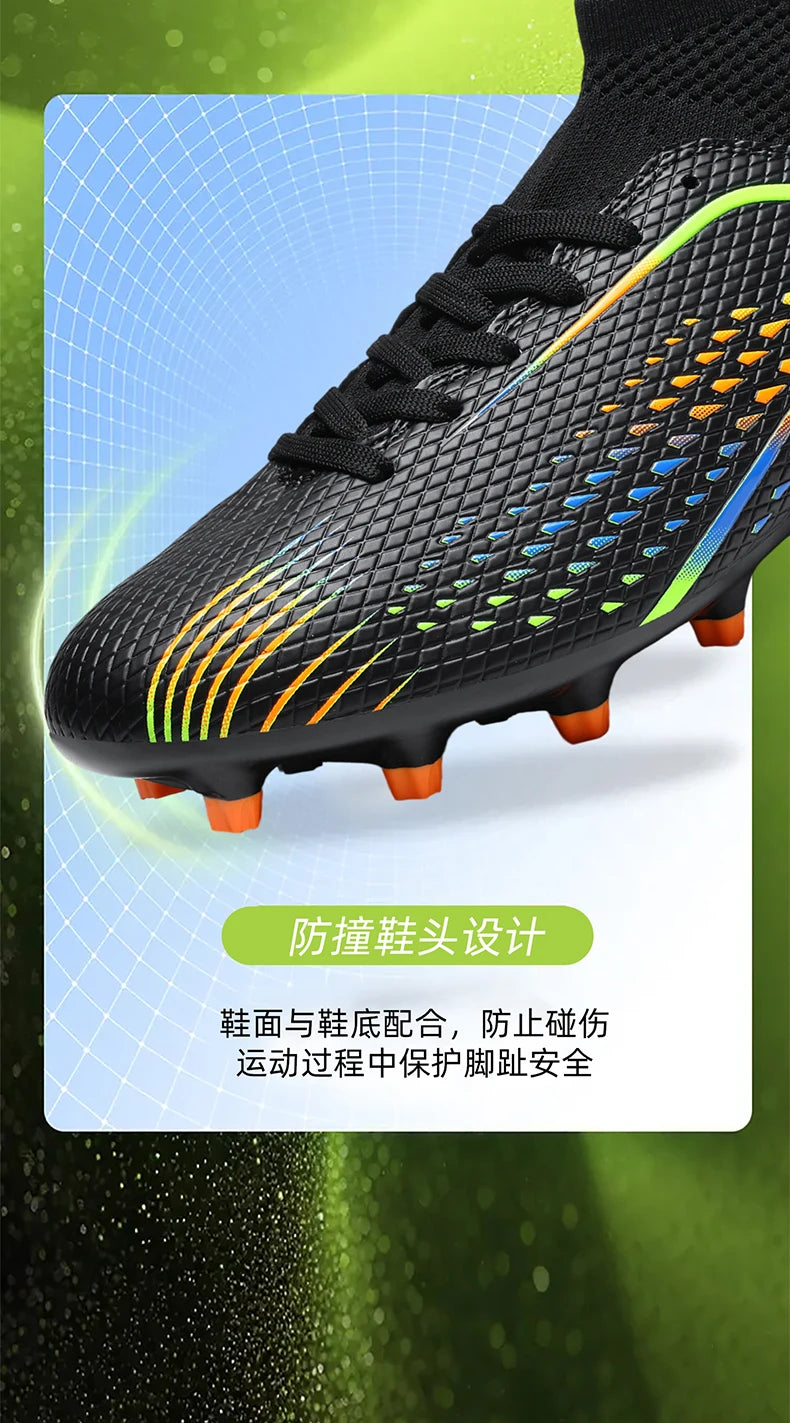 Zapatillas de fútbol para hombre, botas de fútbol profesionales para césped y futsal, unisex, para partidos en césped y entrenamiento al aire libre, tacos antideslizantes y transpirables