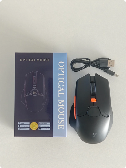 Wireless Bluetooth Mouse with Digital Battery Display, Silent Ergonomic Mouse for PC Laptop Gaming, 2.4G/Bluetooth 5.0