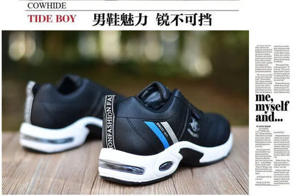 Men's Leather Sneakers Casual Versatile Outdoor Non-slip Running Footwear Fashion Men's Board Shoes Zapatos Homme