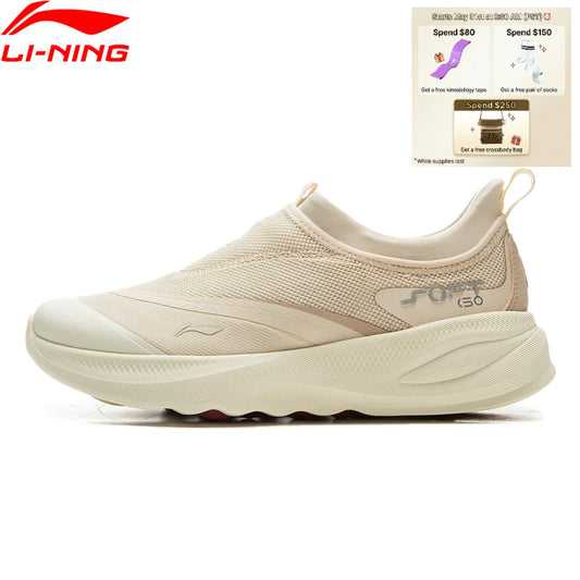 Li-Ning Women's SOFT GO 2 Slip-On Casual Walking Shoes COMFOAM Breathable Flexible Li-Ning Comfortable Sports Sneakers AGLV006