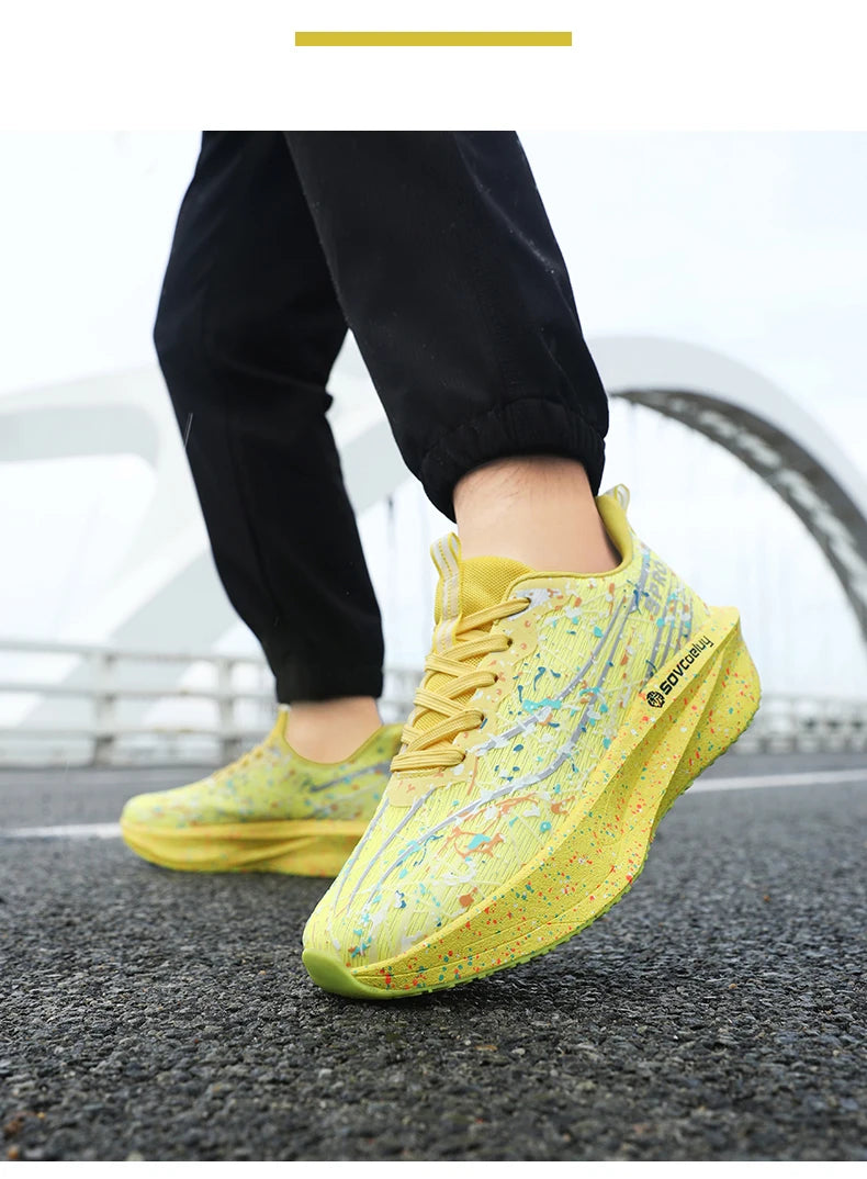 Scarpe da running uomo e donna con piastra in carbonio, ammortizzate per maratona, sportive, traspiranti, leggere, comode, antiscivolo e atletiche