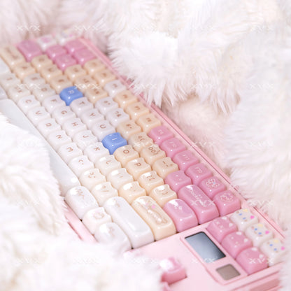 Keycaps XVX 148 Teclas Tema Gato Perfil MAO Keycap Coreana Brilhante e Fofa para Teclado 61 64 68 78 87 96 98 104 108