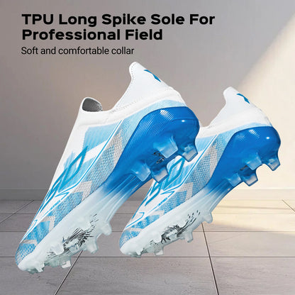 Anti-Slip AG/FG Soccer Boots, TPU Shock Absorption Sole, Durable PU Fabric Upper, Teen Boys and Girls Professional Field Sneakers