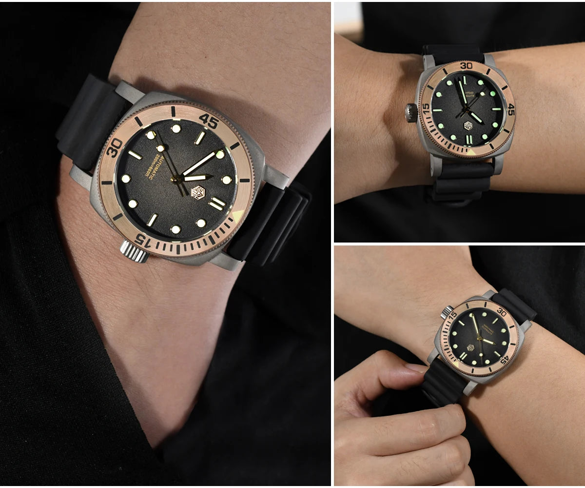San Martin 42mm Retro Titanium Diver Watch NH35 Automatic Men's Mechanical Watches Bronze Bezel Sapphire Luminous Waterproof 200m
