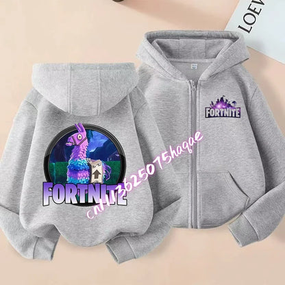 Nová detská mikina Fortnite so zipsom, kreslený anime štýl, ležérna a priedušná mikina s kapucňou pre chlapcov, kabát/bunda, jar 2026, detské oblečenie