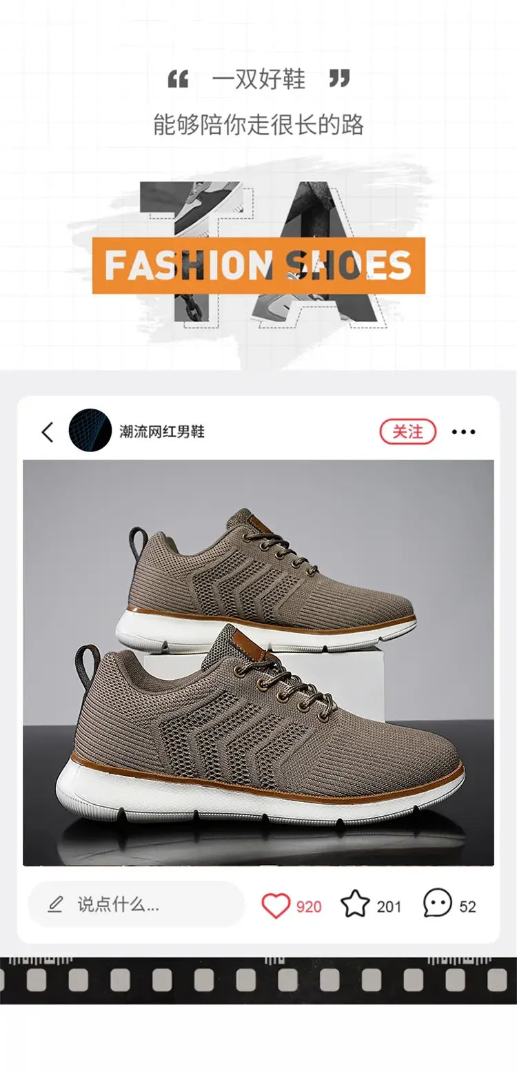 Casual Sneaker Shoes Breathable Men's Walking Mesh Soft Sole Outdoor Anti Slip Travel Comfortable Running Shoes Tenis Masculino