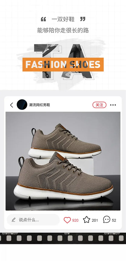 Casual Sneaker Shoes Breathable Men's Walking Mesh Soft Sole Outdoor Anti Slip Travel Comfortable Running Shoes Tenis Masculino