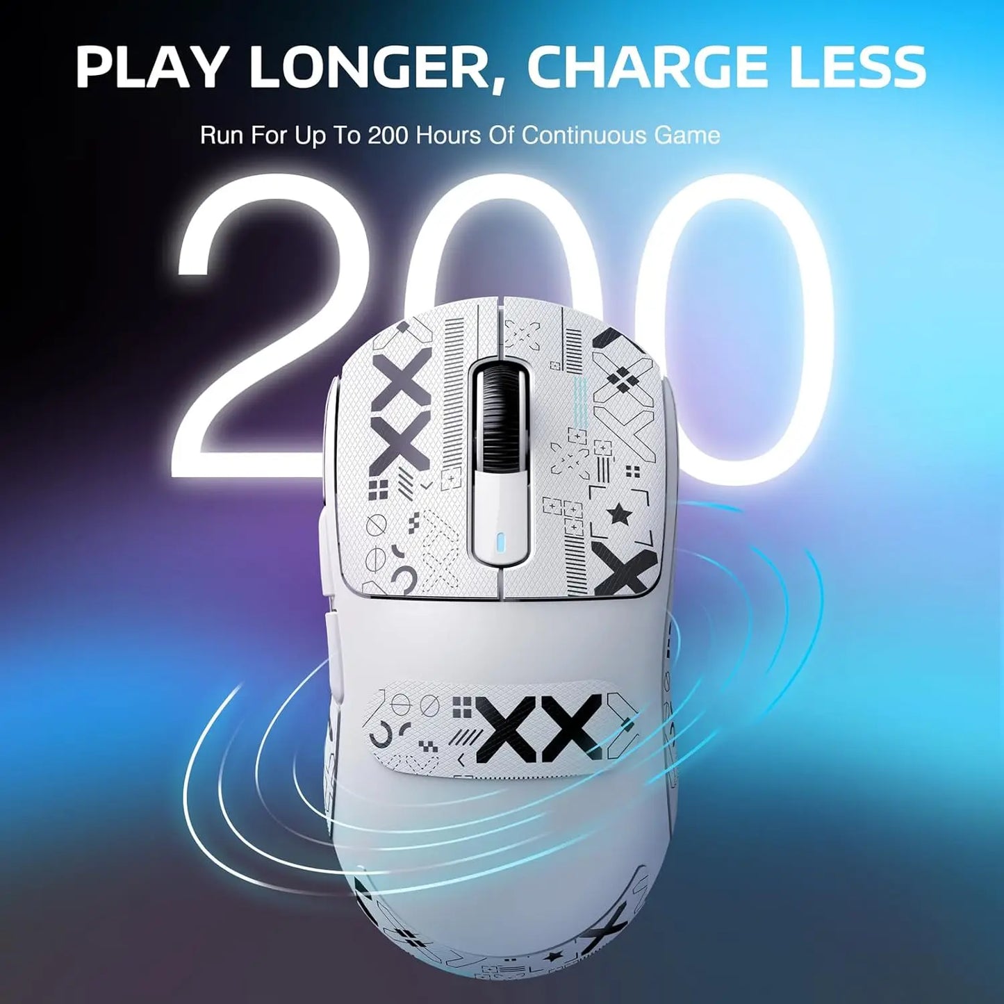 ATTACK SHARK X3 leichte kabellose Gaming-Maus, 49g Tri-Mode, PAW3395 26K DPI Sensor, 200h Akkulaufzeit, 5 programmierbare Tasten