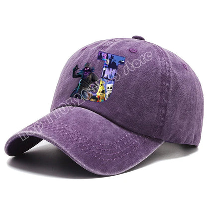 Gorra de béisbol para adulto Fortnite A-Z Letter, para hombre y mujer, ajustable, de denim lavado, estilo retro hip hop, sombrero para el sol, accesorio para deportes al aire libre, regalo