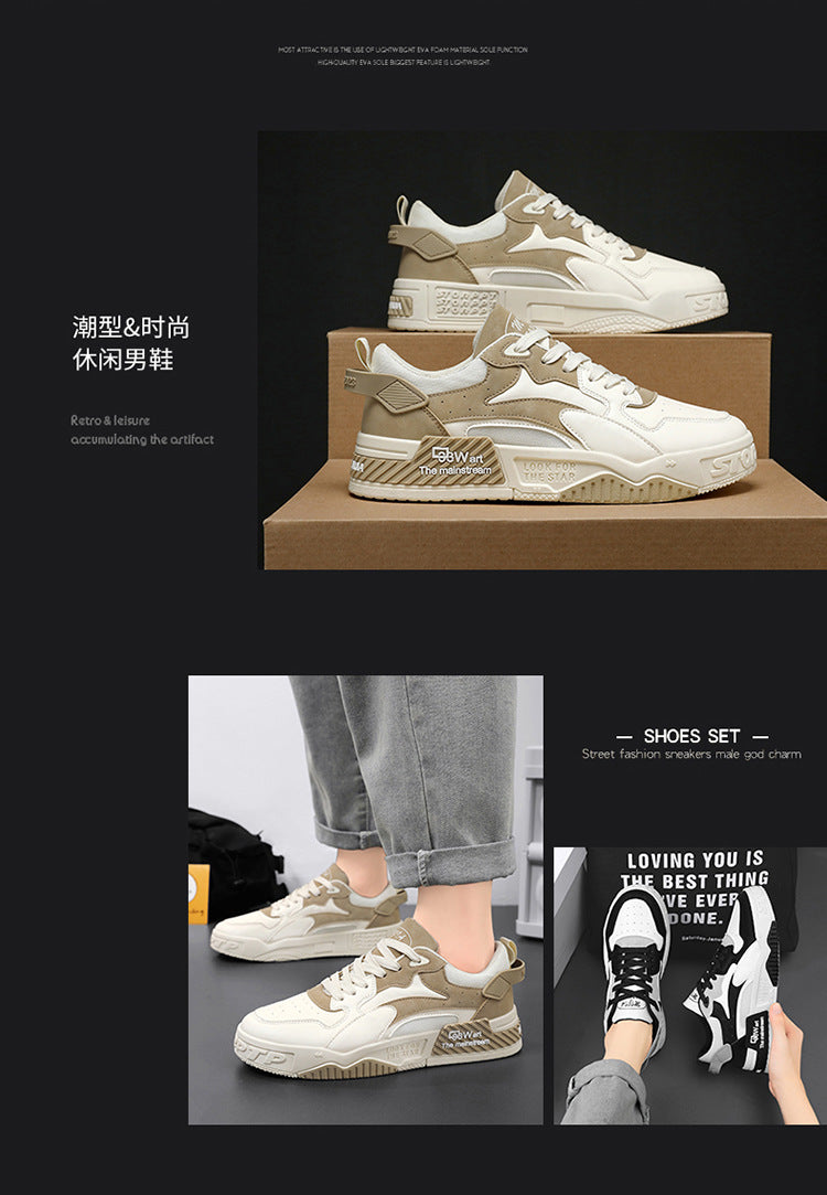 New Autumn Men’s Sneakers Comfortable Platform Shoes 2023 Trend Lace-up Vulcanized White Casual Sneakers Zapatillas