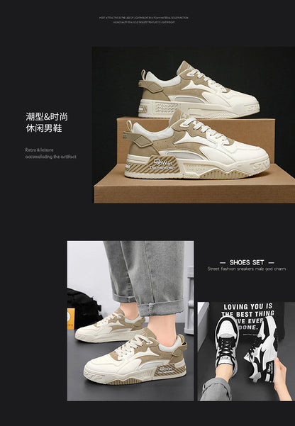 New Autumn Men’s Sneakers Comfortable Platform Shoes 2023 Trend Lace-up Vulcanized White Casual Sneakers Zapatillas