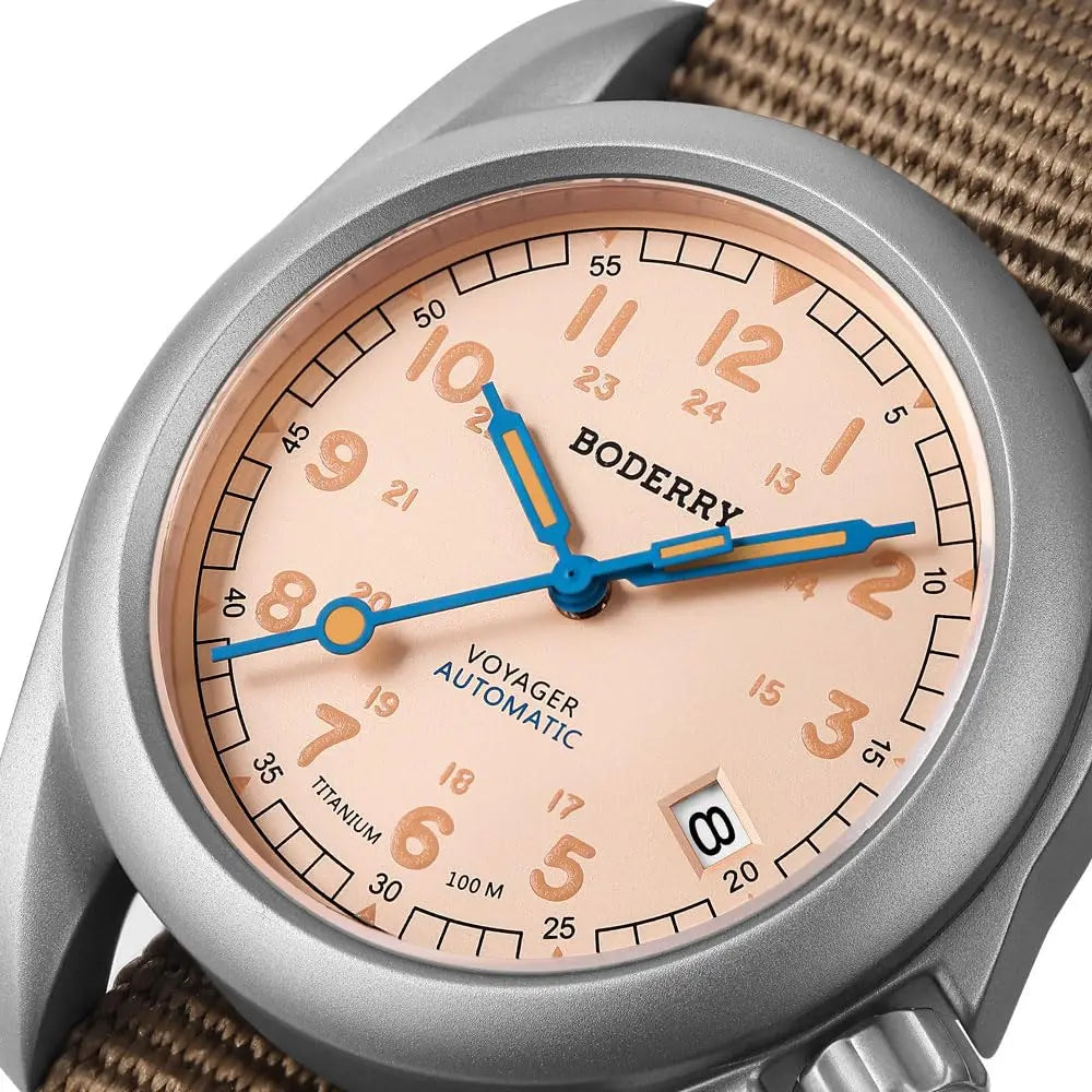 BODERRY Men's Automatic Watch 40MM Titanium Pilot Sport Mechanical Wristwatch 100m Waterproof Sapphire C3 Luminous NH35