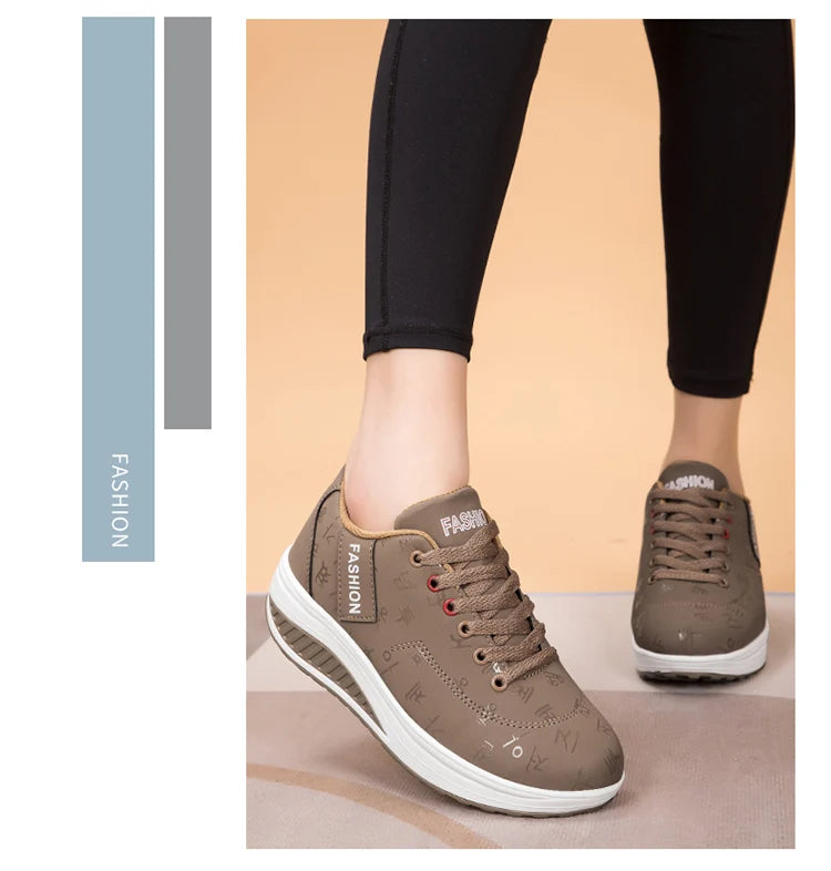 Scarpe casual da donna outdoor con suola spessa, platform alla moda, taglia grande 42, fondo piatto, scarpe sportive per camminata e corsa