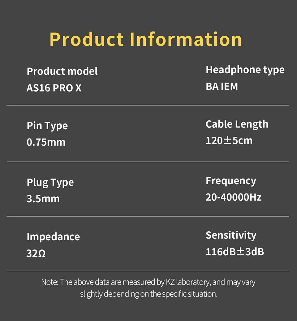 KZ AS16 PRO X HiFi-In-Ear-Monitor-Ohrhörer – Kabelgebundene Kopfhörer mit 8 Balanced-Armature-Treibern und Mikrofon