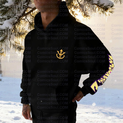 Dragon Ball Z Frieza Black Hoodie-Set Golden Form Rückenprint Purple Energy Effect Baumwoll-Sweatshirt mit M-Logo-Design