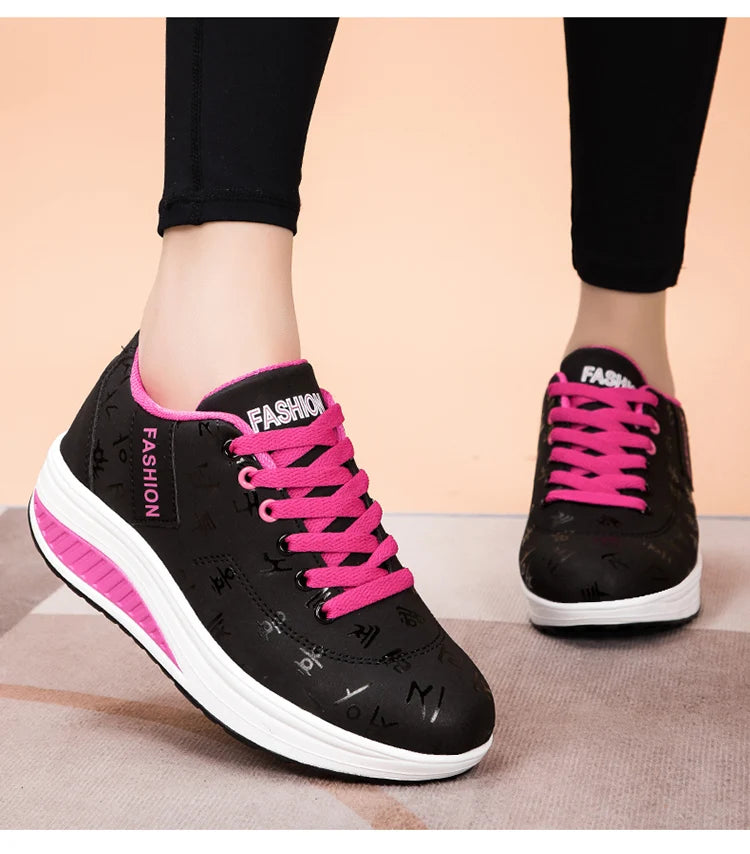 Scarpe casual da donna outdoor con suola spessa, platform alla moda, taglia grande 42, fondo piatto, scarpe sportive per camminata e corsa