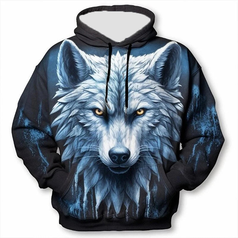 Animal Wolf 3D Print Hoodies Men Women Autumn Fashion Streetwear Oversized Hooded Sweatshirts Pullovers Y2K Tops Unisex Clothing