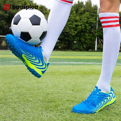 Baasploa Herren Profi-Fußballschuhe Outdoor rutschfeste Trainings-Sportschuhe für Männer leichte Leder-Fußballschuhe Chuteira Campo